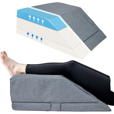 Cojín de cuña para las patas, altura regulable, diseño ergonómico, gris claro. (1/2)