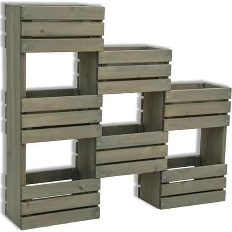 Fioriera da parete in Legno, con Ganci per Piante Aromatiche e Fiori, 83x15x75h (1/5)
