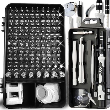 Set di cacciaviti di precisione da 115 pezzi, in acciaio, con custodia in plastica. (1/4)