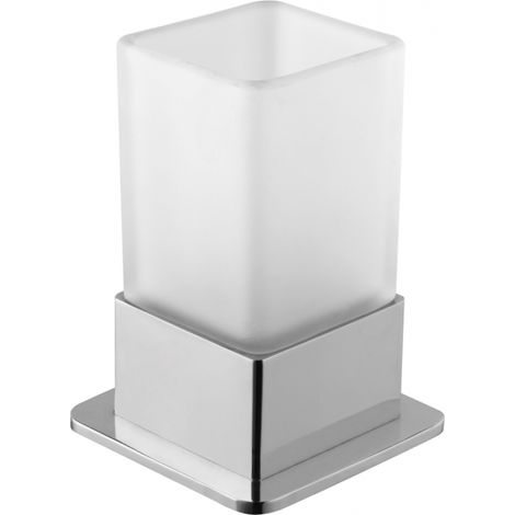 Porte brosse à dents en verre PLAZA pose libre 8x8x10 cm (1/5)