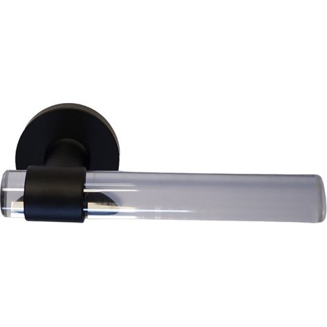 Maniglie per porte “JOY” INCOLORE Plexiglass cristallo nero Base in acciaio inox  Senza rosette di funzione