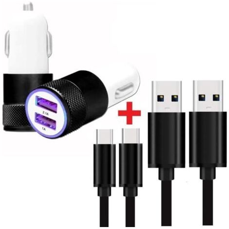 Chargeur de voiture - Blackview - A70 Pro - Charge rapide - 2 ports USB - 2 câbles USB Type-C - AquaForge (1/4)