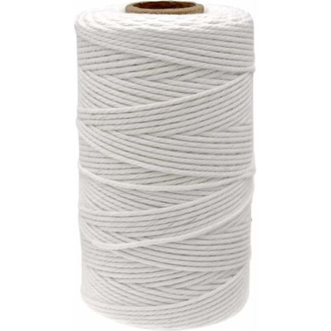 Cordón de macramé de algodón blanco de 2 mm x 100 m para manualidades, cocina, atado de carnes y embalaje.