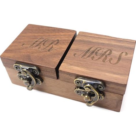 Boîte à bagues portable en bois pour cérémonie de mariage, mariage, organiseur, bijoux, fiançailles, cadeau d'anniversaire (1/5)