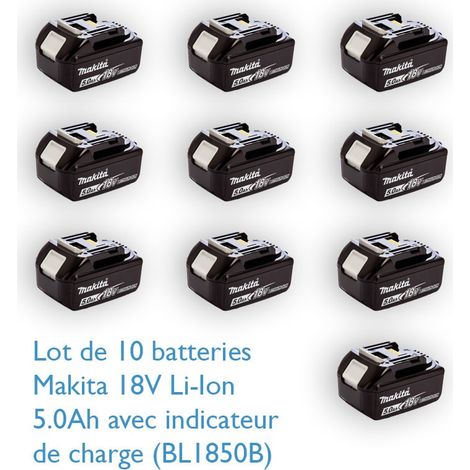 10er Pack 18V Li-Ion LXT 5.0 Ah Akkus mit Ladestandsanzeige - MAKITA BL1850BX10