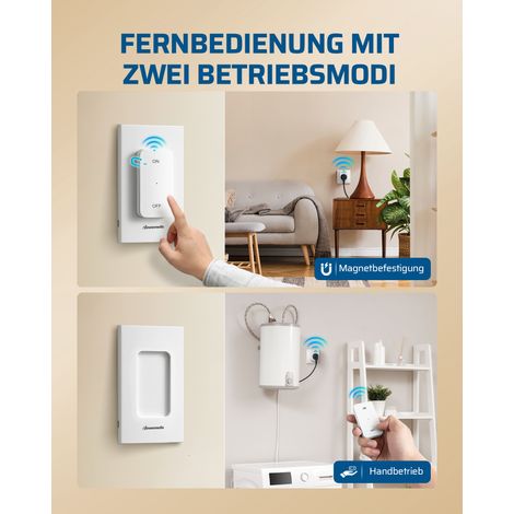 DEWENWILS Funksteckdosen mit Fernbedienung 30m Reichweite 3680W/16A 2 Wandschalter Funk-Wandschalter Lichtschalter für Feiertagsdeko und Heimgeräte Weiß