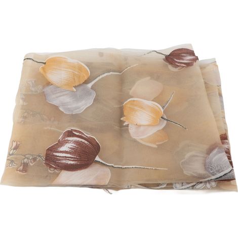 Voile imprimé tulipe 100x200 cm, rideau transparent orange pour fenêtre et balcon. (1/5)