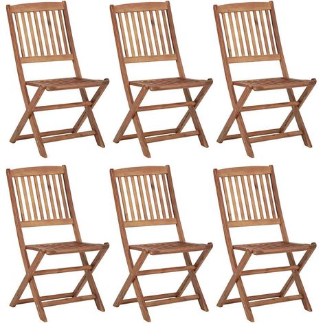 Lot de 6 Chaises de jardin pliables - Chaises d'extérieur pour terrasse/jardin avec coussins Bois d'acacia solide BV202479 - BonneVie (1/5)