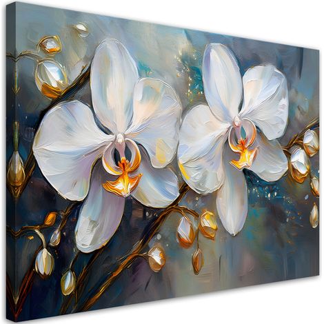 Tableau déco Orchidées Fleurs blanches 90x60 (1/5)