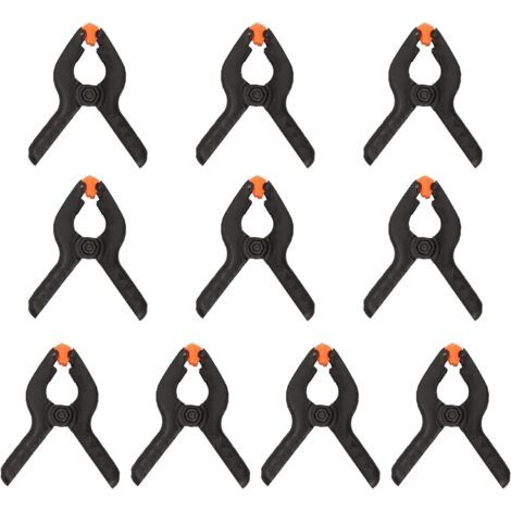 Lot de 10 pinces à ressort en nylon de 5,1 cm ,mini pinces à ressort en plastique noir en nylon pour toile de fond, papier mousseline, fond de photo, projets de travail et studios de photographie (1/5)