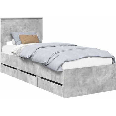 Maison Exclusive - Struttura del letto con cassetto Grigio cemento 75 x 190 cm (1/5)