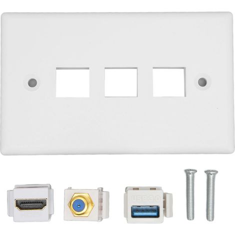 Plaque murale HDMI Ethernet RJ45 sans soudure USB3.0 TV F Type pour projecteur ordinateur (1/5)
