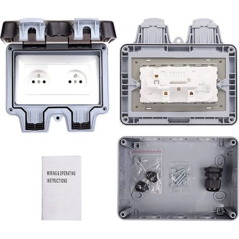 FOREHILL  Prise Étanche Double Prise Electrique Extérieure IP66 Étanche Prise Murale 16A