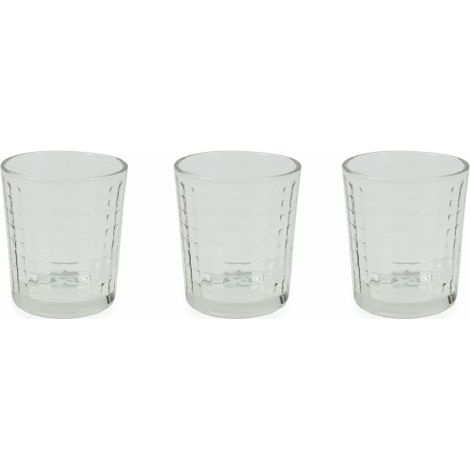 SET 3 BICCHIERI ACQUA IN VETRO EFFETTO QUADRETTI 370 ML (1/4)