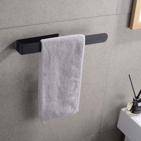 Portasciugamani, anello portasciugamani, supporto adesivo per asciugamani, asta da bagno da 37 cm, non richiede foratura, acciaio inossidabile, nero, appendino per asciugamani, non richiede foratura.