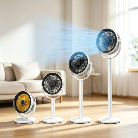 Ventilateur oscillant portable à 5 vitesses avec veilleuse, 5 W, 3600 mAh, 45-50 dB, ventilateur sur pied silencieux, alimenté par USB, hauteur réglable et amovible pour table de sol (1/5)