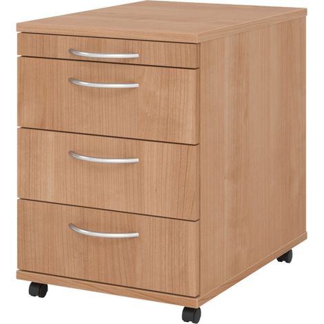 bümö basic Rollcontainer - mit 3 Schubladen   Nussbaum (1/5)