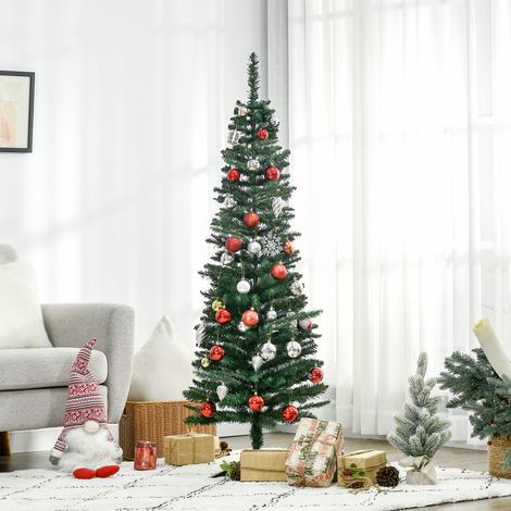 Vert - Sapin de Noël artificiel fin 150 cm avec branches réalistes, sapin de Noël haut et étroit avec base en plastique (1/4)
