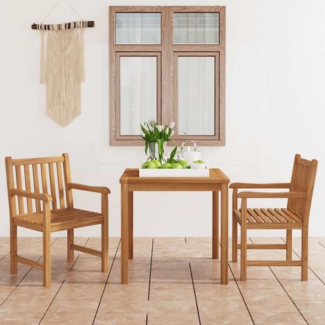 Ensemble de salle à manger de jardin 3 pièces en teck massif, table 80 x 80 cm - PANGIVO (1/5)