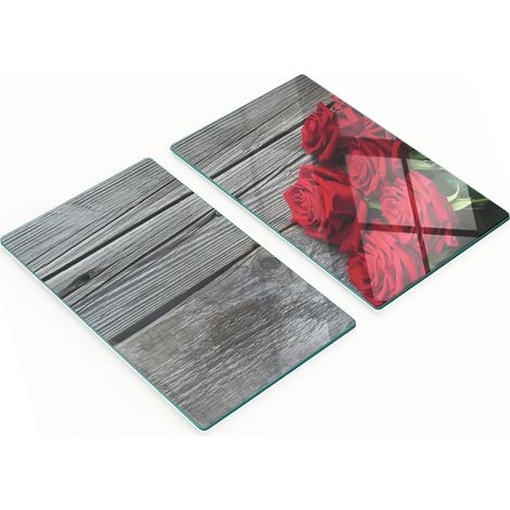 Taglieri decorativi in vetro temperato con rose rosse, 2x30x52 cm (1/5)