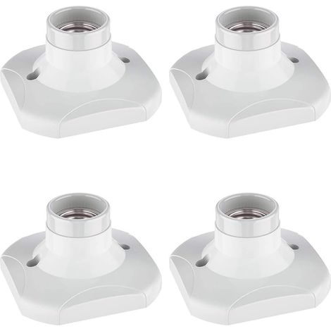 E27 Douille d'Ampoule en Céramique, 4 pcs E27 Douille de Lampe Support Base pour Lampe Support Douille E27 Murale, Blanc (1/5)