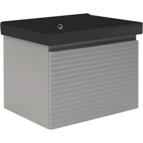 Meuble de salle de bains suspendu Naturel Savona - avec vasque - 58x43x45 - Gris