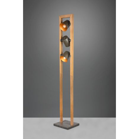 Lámpara de pie de madera vintage 3 Lámpara de pie de metal níquel ajustable Cone Bell Trio Lighting (1/2)