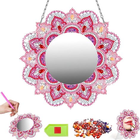 Diamond Painting Spiegel Bastelset Mandala Schminkspiegel mit Zubehör (1/4)
