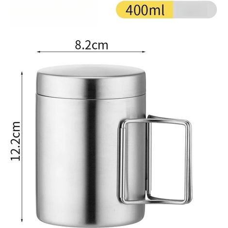 (200ml) Gobelet d'extérieur à double paroi en acier inoxydable 304, avec boucle, adapté à la randonnée, au camping et aux pique-niques.