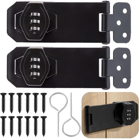 Lot de 2 Serrures à Combinaison 4 Pouces - Verrou de Code pour Porte, Armoire, Boîte aux Lettres (Noir) (1/5)
