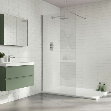 Duchy Padstow Chrome 8mm Wet Room Glass Shower Screen 1200mm Wide (1/4)
