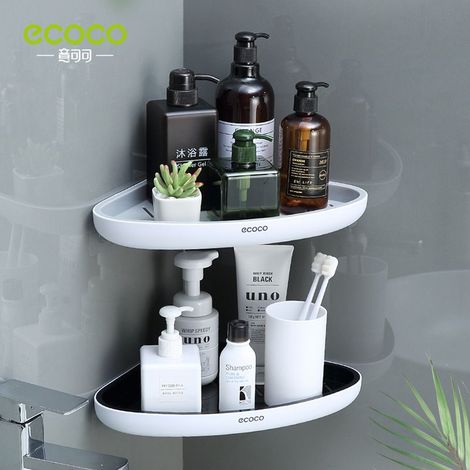 QAZQA Etagere Douche Sans Percage, Plastique Rangement salle de bain, Rangement et Organisation de la Salle de Bain, Porte Savon Douche, Etagere Salle de Bain-2 Niveaux-gris (1/5)