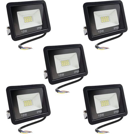 10 W Außenbeleuchtung (5 Stück), LED Strahler, wasserdicht (IP66), mit 25 cm Kabel, 850 lm ultrahelle Flutlichter, für Garten, Terrasse und Garag (1/5)