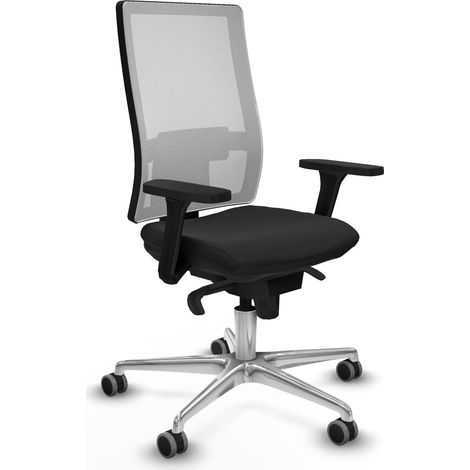 Horna sincro malla blanca similpiel negro brazos 3D base aluminio ruedas 65mm engomadas (1/5)