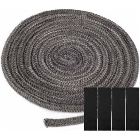 Joint tressé pour insert et poêle, 10 mm x 2.5 m Joint en fibre de verre avec 4 bandes, joint réfractaire, joint pour insert de cheminée pour poêle à bois, cheminée, chaleur (1/5)
