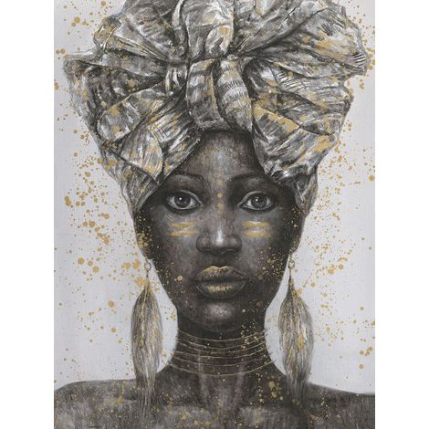 Toile en lin à l'huile, Ethnique, 100x100x3 cm (1/4)
