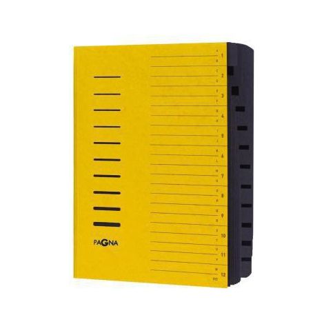 Ordnungsmappe DIN A4 240g/m² Pressspankarton Farbe: gelb Farbe des Fächerblocks: schwarz 12 Fächer (1/3)