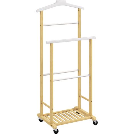 Valet de chambre portant vêtements 47 x 33,7 x 105,5 cm cintre intégré étagère chaussures scandinave en bambou naturel (1/5)