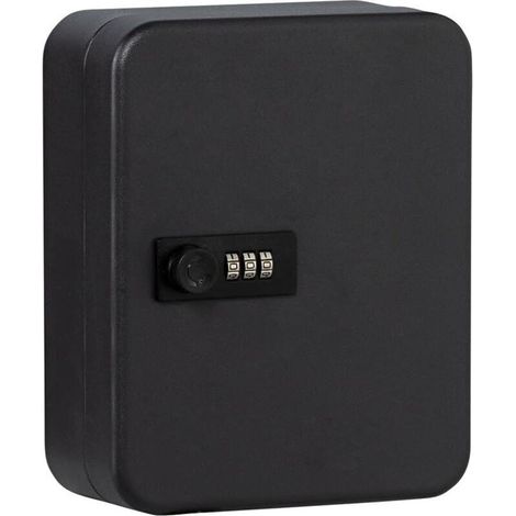 Armoire à clés avec code numérique, 20 crochets, tôle d'acier, noir mat - Armoire à clés avec code numérique, 20 crochets, tôle d'acier, noir mat (1/4)