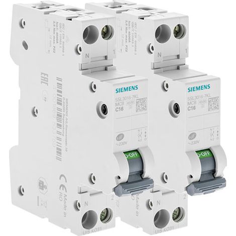 SIEMENS Lot de 2 disjoncteurs électriques phase + neutre 16A KNX (1/4)