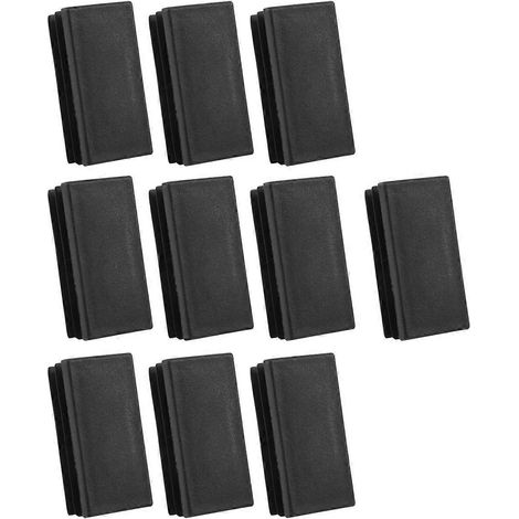 Bouchons d'extrémité rectangulaires en plastique pour tubes, 25 x 50 mm, lot de 10, noirs (1/4)