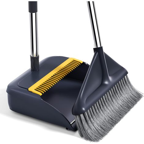 Broom and Dustpan Set with Long Handle - Vertical Model - Suitable for Cleaning Floors - For Indoor and Outdoor Use - 125cm Handle - Grey (1/5)