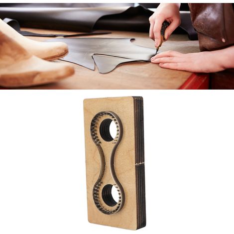 Emporte-pièce Métal et Bois pour Keychains DIY et Fabrication de Cuir, Epsilon-Model: [Cutter à Decouper], Kit de Découpe Précis pour 1 Pendentif (14cm x 7cm, Steel/Log) (1/5)