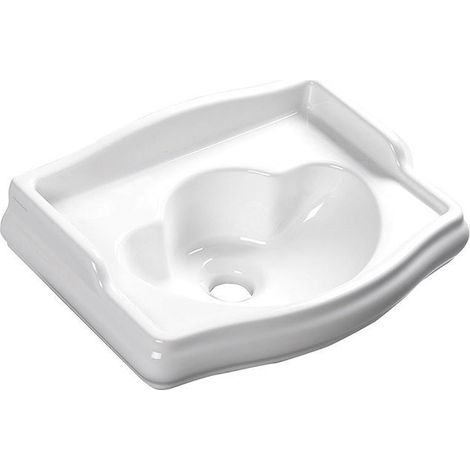 RETRO Lavabo en céramique 41x30cm (sans robinet/trou de trop-plein), blanc (1/2)