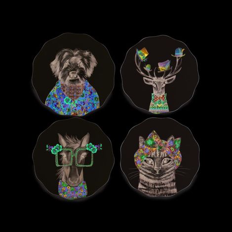 Mikasa Tipperleyhill - Set de 4 Untersetzer mit abstraktem Design de geformte Tiere de Jakobsmuschel, zurück de Kork, Heimtextilien.