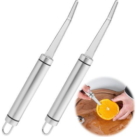 HONORNIC - Lot de 2 éplucheurs à pamplemousse en acier inoxydable, éplucheur incurvé à bords dentelés, éplucheur à fruits (1/5)