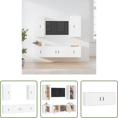 TV-Schrank Set - 5-tlg. TV-Schrank-Set Weiß Holzwerkstoff (1/5)
