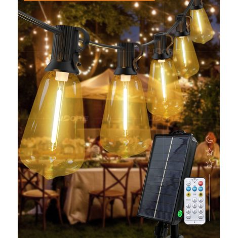 Guirlande lumineuse LED solaire d'extérieur de 9m,guirlande lumineuse féerique pour jardin,étanchéité IP44,lumière blanc chaud 2700K,avec télécommande (1/5)