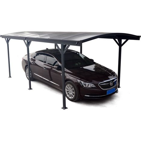 Carport aluminium 17,28m² – Toit polycarbonate 6mm anti-UV – Structure en aluminium gris anthracite – Pour 1 ou 2 voitures – X-Metal (1/5)