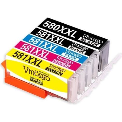 Compatible Canon PIXMA TS6251 TS6350 TS6351 TS705 TR7550 TS8150 Cartouche d'encre pour imprimante PGI-580XXL CLI-581XXL , 5-Pack (1/4)